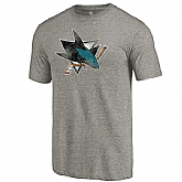 Men's San Jose Sharks Distressed Team Logo Tri Blend T-Shirt Ash FengYun,baseball caps,new era cap wholesale,wholesale hats